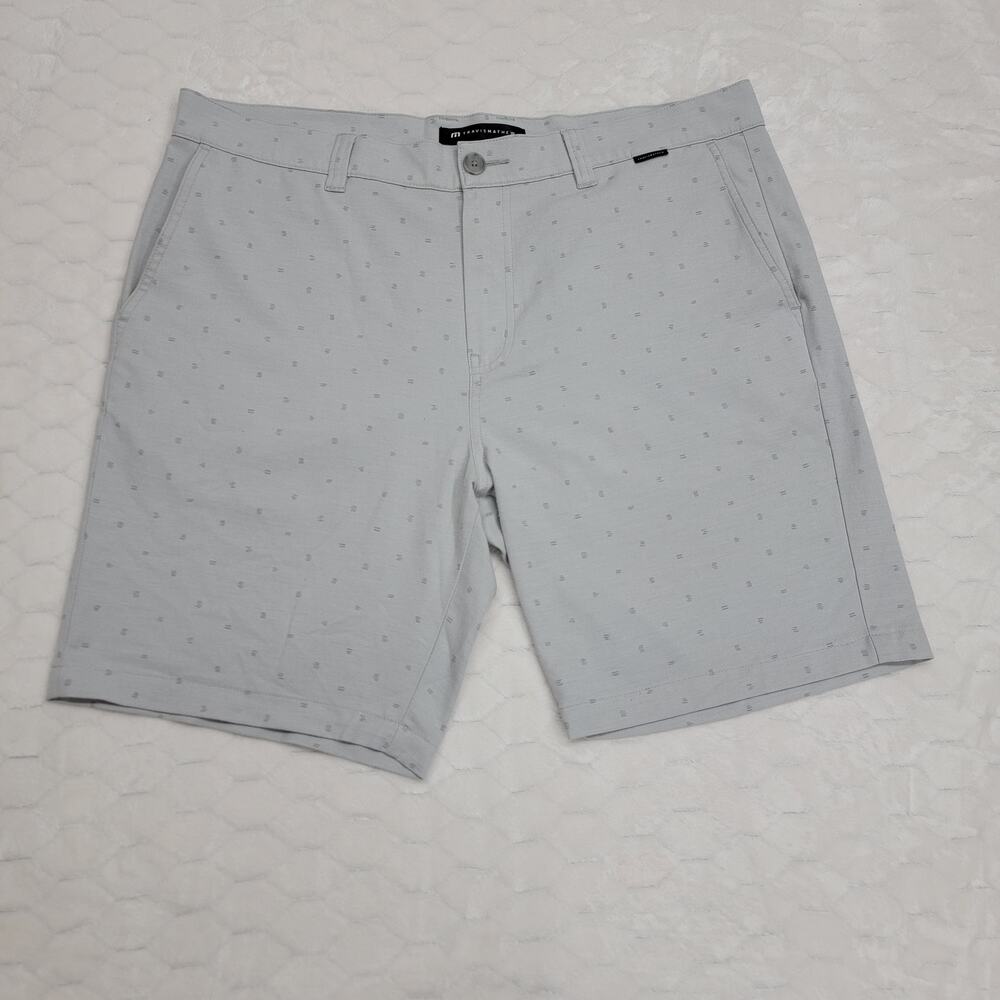 TravisMathew Golf Shorts Mens 38 Grey Pattern Performance Stretch Flat Front